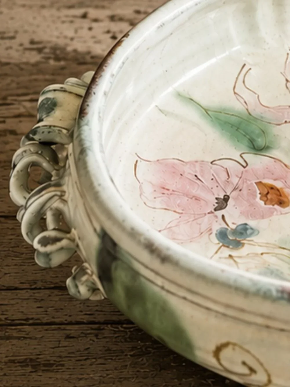 Vintage Signed Oversized Artisan Hand-Painted French Provence Art Pottery Bowl